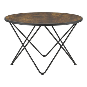 Masuta cafea Goskamark forma rotunda efect lemn nuanta inchisa [en.casa]