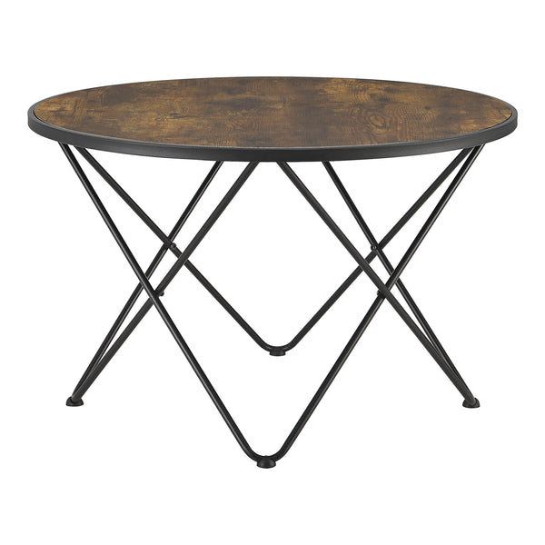 Masuta cafea Goskamark forma rotunda efect lemn nuanta inchisa [en.casa]