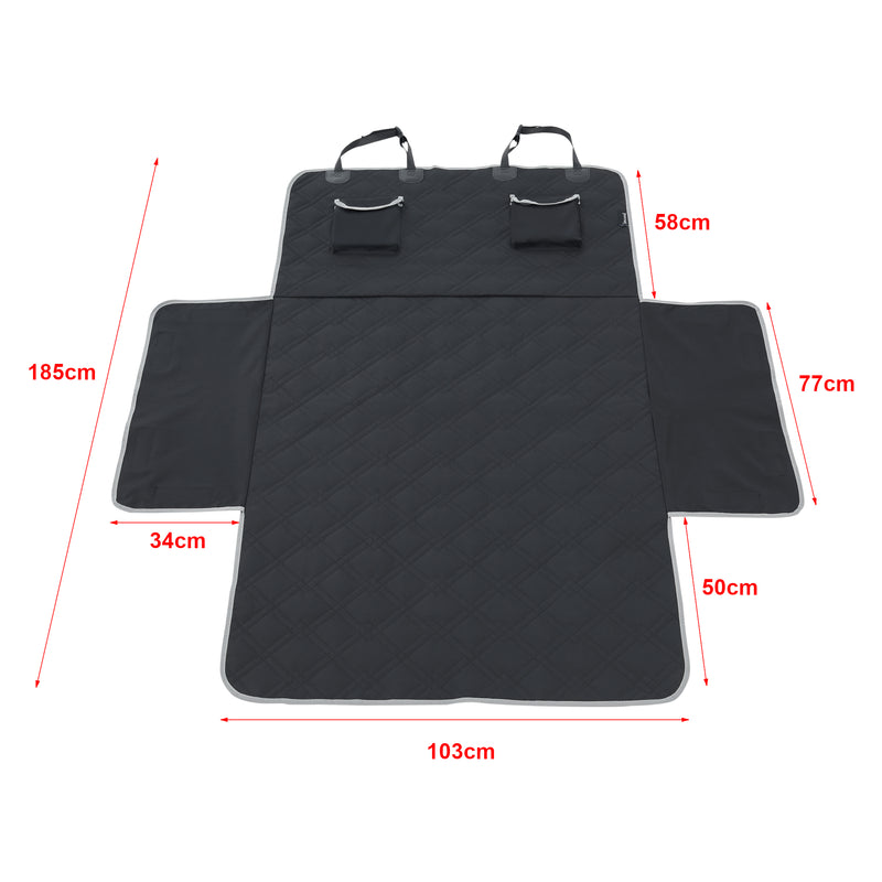 Schiță cotată Husa auto protectie transport caini Wolverhampton 185 x 171 cm poliester negru [en.casa]