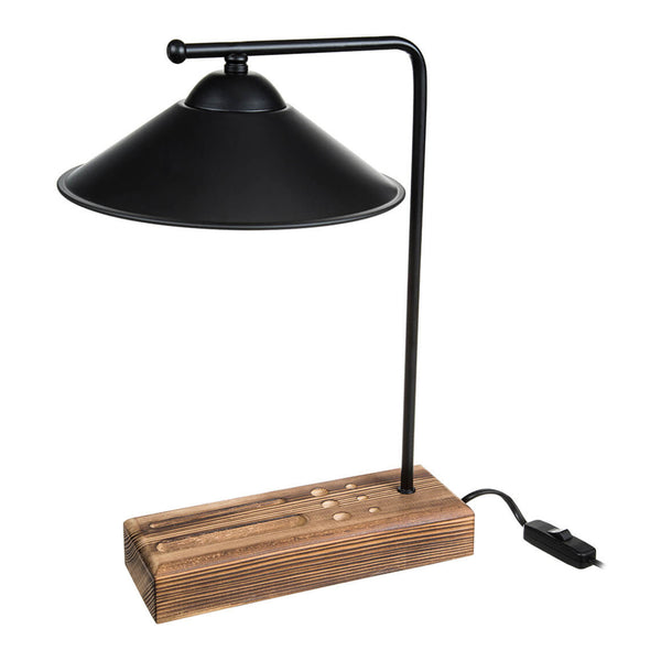 Lampa de masă Folkestone E27 Lemn masiv Metal Negru / Lemn [lux.pro]