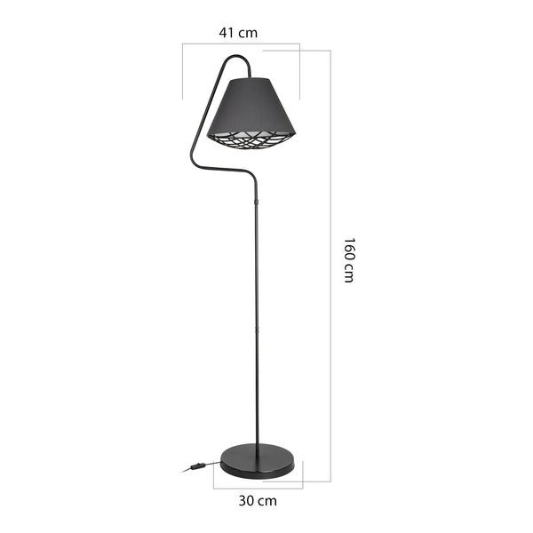 Lampă de podea Gateshead E27 metal textil negru / gri [lux.pro]
