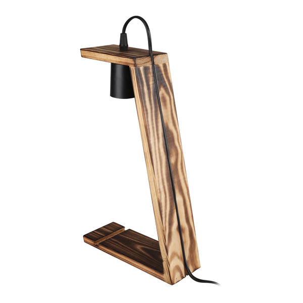 Lampa de masă Gillingham E27 Lemn masiv Negru / Aspect lemn [lux.pro]