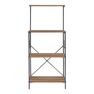 Raft bucatarie Billund 133x60x42cm metal pal negru/efect nuc [en.casa]