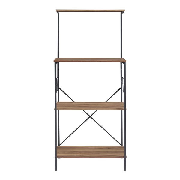 Raft bucatarie Billund 133x60x42cm metal pal negru/efect nuc [en.casa]