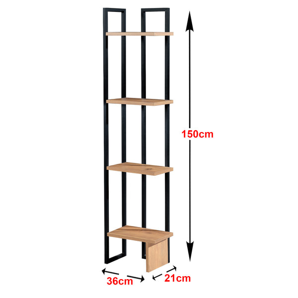 Raft de sine statator Bjergsted 150x36x21cm negru/efect nuc [en.casa]