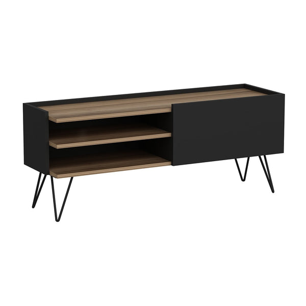 Masa TV Dronninglund cu picioare hairpin negru efect lemn [en.casa]