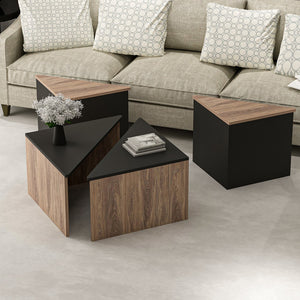 Set 4 buc masute cafea Frederikshavn stejar negru [en.casa]
