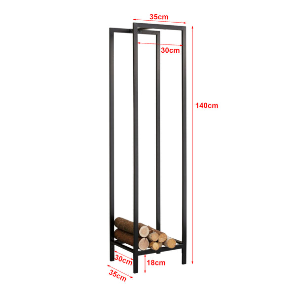 Suport pentru lemne de foc Taarbec 140 x 35 x 35 cm otel negru mat [en.casa]