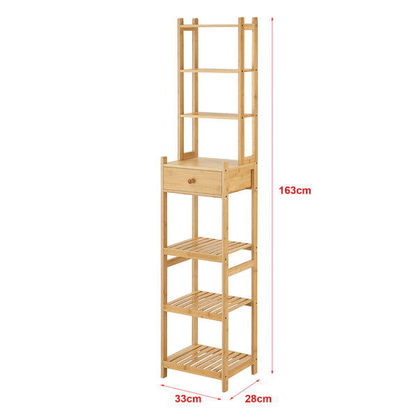 Raft Siilinjarvi bambus natur cu 6 polite si 1 sertar [en.casa]