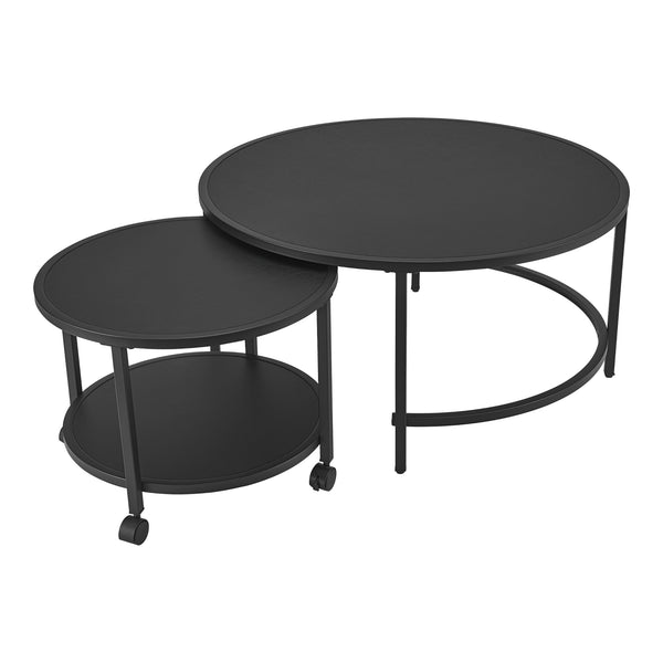 Set 2 bucati masute living masuri diferite Veroy masuta mica mobila pe 4 roti [en.casa]