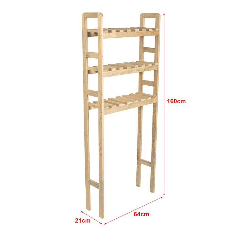 Schiță cotată Raft baie Alslev 160 x 64 x 21 cm lemn natur [en.casa]