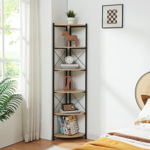 Raft de colt Ulfborg 160x30x30 cm negru/efect stejar [en.casa] 