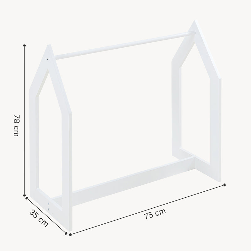 Schiță cotată Suport haine casuta copii Værløse 78x75x35 cm alb [en.casa]