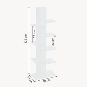 Raft carti Rodekro 122 x 40 x 20 cm alb cu 9 polite depozitare [en.casa]