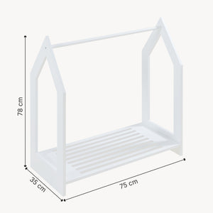 Suport haine copii design casuta Langeskov 78x75x35 cm alb [en.casa]