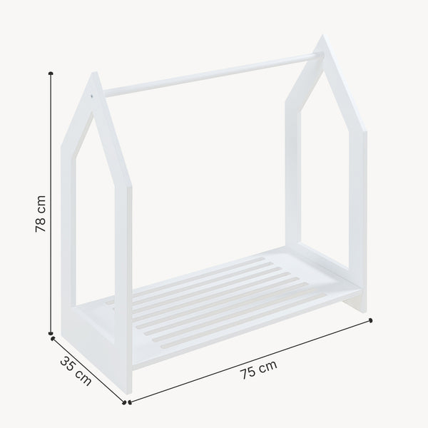 Suport haine copii design casuta Langeskov 78x75x35 cm alb [en.casa]