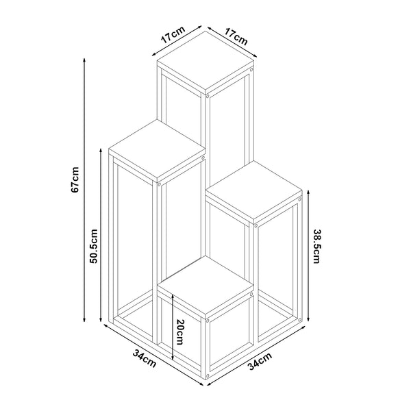 Suport plante cu 4 rafturi inaltimi diferite Ameland 67x34x34 [en.casa]