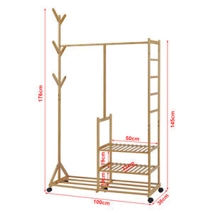 Suport haine Ikaalinen 176x100x38cm mobil pe 5 roti [en.casa]