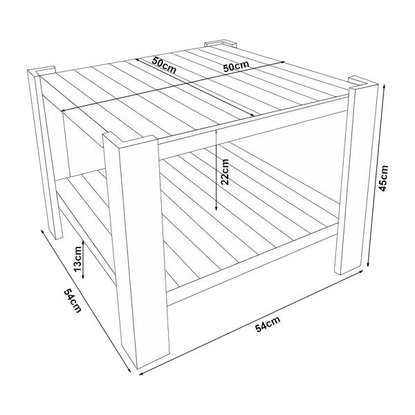Masuta cafea Malax 54x54x45cm lemn natur [en.casa]