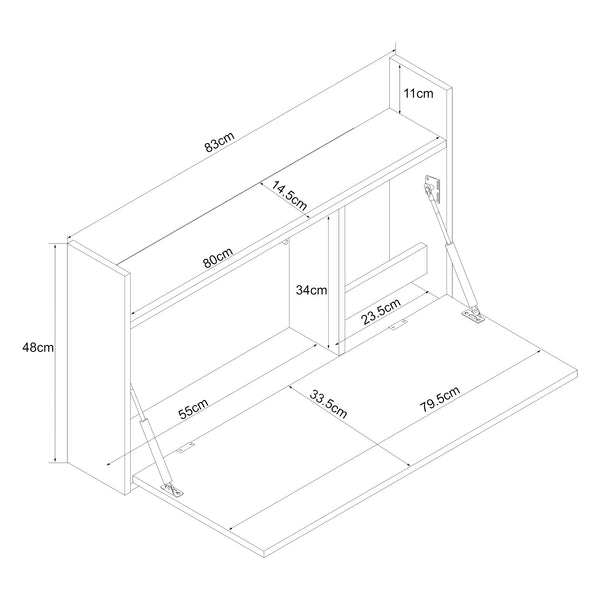 Birou pliabil Rautalampi 48x83x14,5cm montabil pe perete [en.casa]