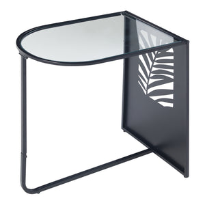 Masuta Ulvik 50x50x35cm metal sticla negru [en.casa]
