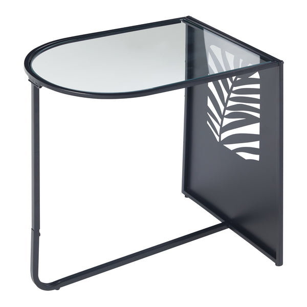 Masuta Ulvik 50x50x35cm metal sticla negru [en.casa]