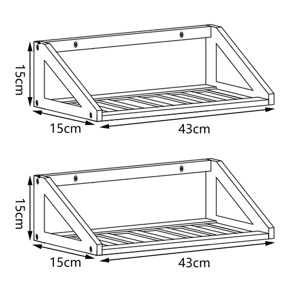 Set 2 rafturi perete Gjerdrum 43x15x15cm bambus [en.casa]
