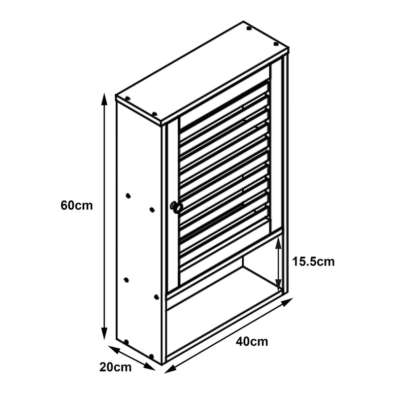 Schiță cotată Dulap perete baie Gjesdal 60x40x20cm bambus natur [en.casa]
