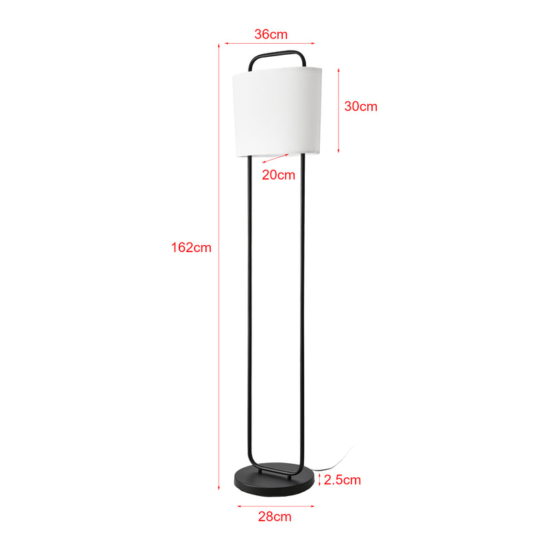 Schiță cotată Lampa de podea Meløy 162cm 1xE27 60W metal textil alb negru [lux.pro]
