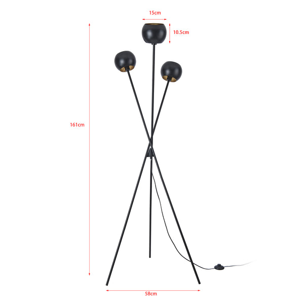 Lampadar Nykvarn 161cm 3xE14 max 40W negru/auriu [lux.pro]