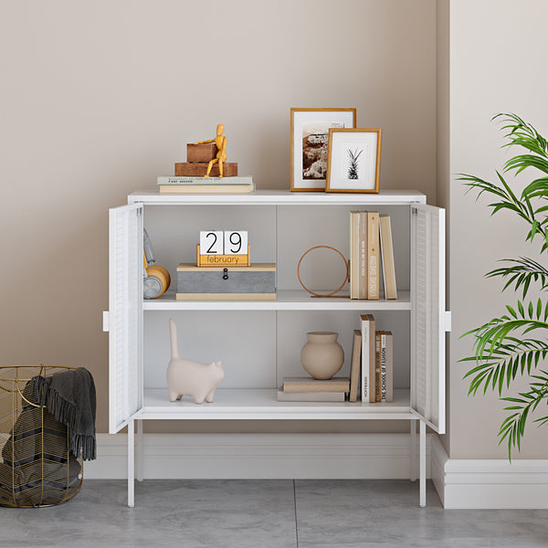 Comoda Castelli  82,5 x80x40cm otel alb [en.casa]
