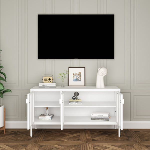 Dulap TV Castelli  114x40x60cm otel alb [en.casa]