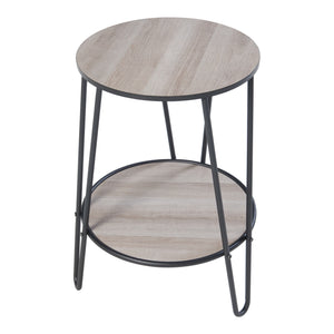 Masuta Ylöjärvi 61x44x44cm cu raft negru/efect lemn stejar [en.casa]