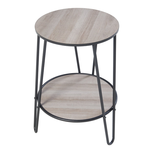 Masuta Ylöjärvi 61x44x44cm cu raft negru/efect lemn stejar [en.casa]