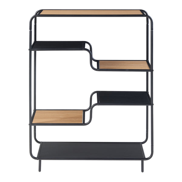 Raft de sine statator Kristiansand 101x80x30cm negru/efect lemn stejar [en.casa]