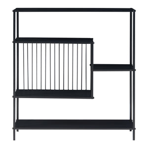 Consola hol Beesel 65,5x60x20cm otel negru cu rafturi [en.casa]