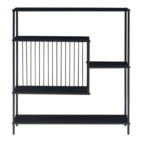 Consola hol Beesel 65,5x60x20cm otel negru cu rafturi [en.casa]