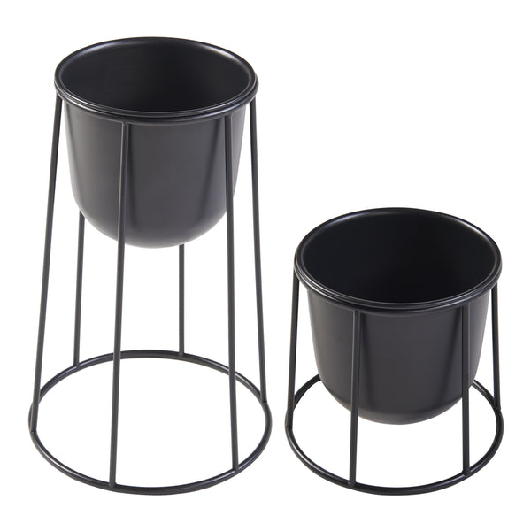 Set 2 buc suport plante marimi diferite Nesseby metal negru [en.casa]