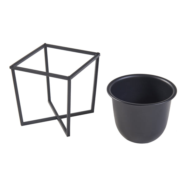 Set 2 buc suport plante masuri diferite Nordmaling metal negru [en.casa]