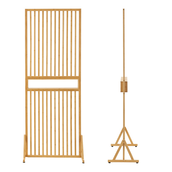 Perete despartitor Fron 197x75,5x 40cm bambus natur [en.casa]