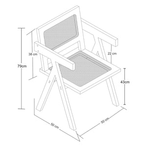 Scaun bucatarie Asikkala 79x50x50cm 120kg bambus plastic natur [en.casa]