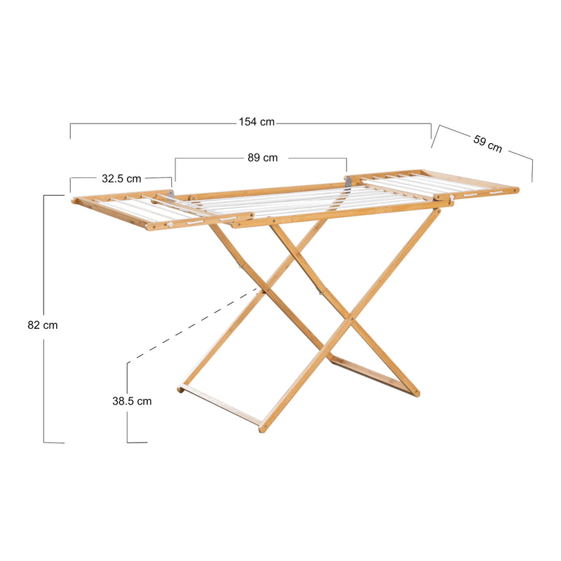 Schiță cotată Uscător de rufe pliabil Fakala 154x59x82 cm bambus [en.casa]