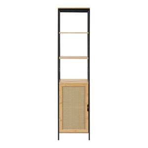 Dulap baie de sine statator Tervola 172x40x35cm MDF bambus negru natur [en.casa]