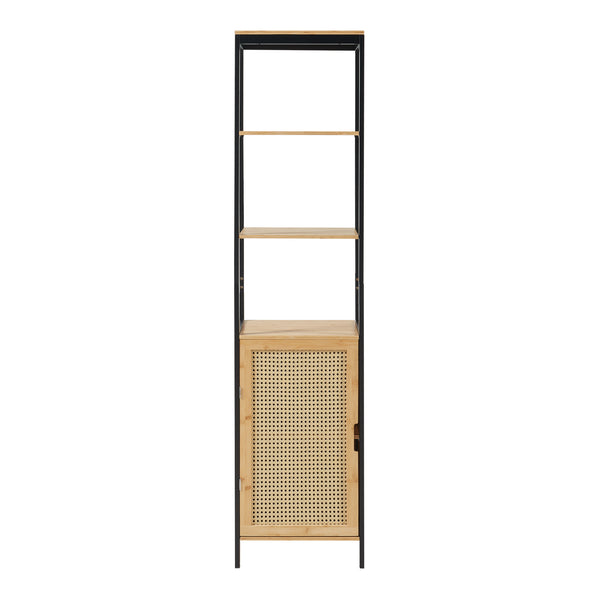 Dulap baie de sine statator Tervola 172x40x35cm MDF bambus negru natur [en.casa]