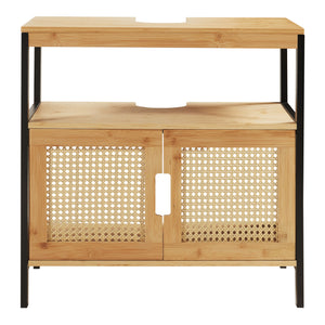 Dulap sub chiuvetă Tervola 60x60x35 cm Negru/Bambus [en.casa]