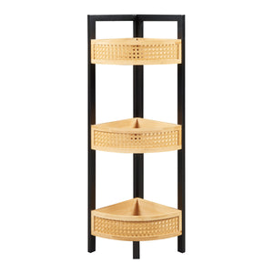 Raft Tervola 80x23x23cm mdf bambus negru/natur [en.casa]
