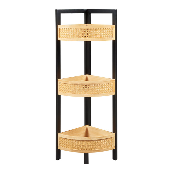Raft Tervola 80x23x23cm mdf bambus negru/natur [en.casa]
