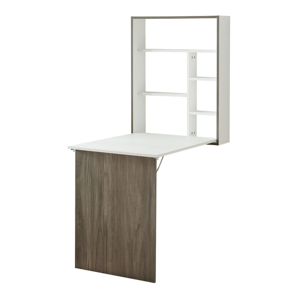 Birou perete pliabil Greve 80x62x16cm apl alb/efect lemn [en.casa]