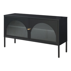 Comoda TV cu 2 usi Karlskrona 115x35x64 cm negru [en.casa]
