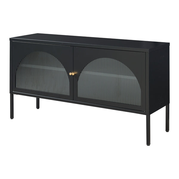 Comoda TV cu 2 usi Karlskrona 115x35x64 cm negru [en.casa]